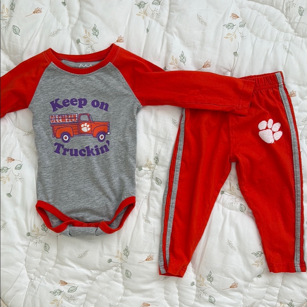Clemson Kids Orange, Purple and Gray Truck Print Matching Set - Wes and Willy
